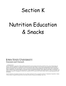 Section K  Nutrition Education &amp; Snacks