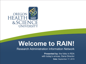 Welcome to RAIN! Research Administration Information Network Presented by: