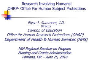 Department of Health &amp; Human Services (HHS) Research Involving Humans!