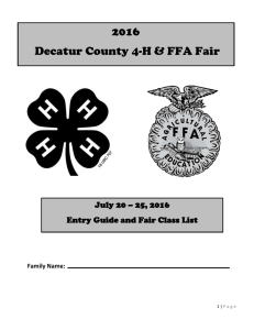 2016 Decatur County 4-H &amp; FFA Fair July 20 – 25, 2016