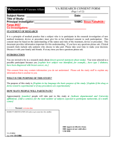 VA  VA RESEARCH CONSENT FORM