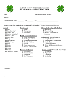 Name _______________________________________ Years involved in 4-H program __________ Address _________________________________________________________________________