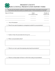 FREMONT COUNTY EDUCATIONAL PRESENTATION REPORT FORM