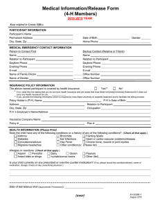 Medical Information/Release Form (4-H Members)  2014-2015 YEAR
