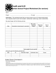 Youth and 4-H Market Animal Project Worksheet (for seniors)