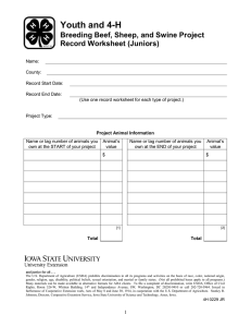 Youth and 4-H Breeding Beef, Sheep, and Swine Project Record Worksheet (Juniors)