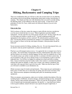 Hiking, Backcountry and Camping Trips Chapter 8