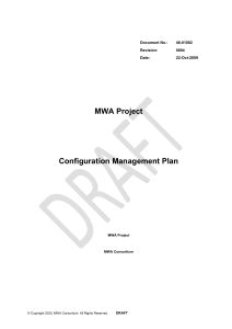 MWA Project Configuration Management Plan Document No.: