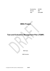 MWA Project Test and Evaluation Management Plan (TEMP) Document No.: