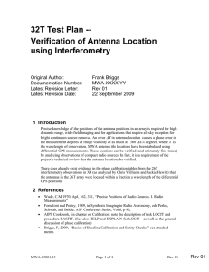 32T Test Plan -- Verification of Antenna Location using Interferometry