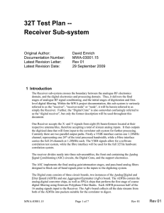 32T Test Plan -- Receiver Sub-system