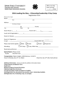 2016 Leading the Way – Citizenship/Leadership 3 Day Camp Registration Form