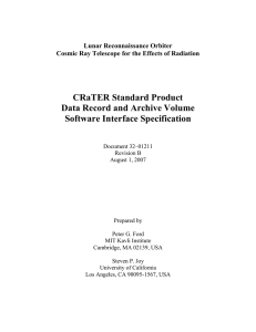 CRaTER Standard Product Data Record and Archive Volume Software Interface Specification