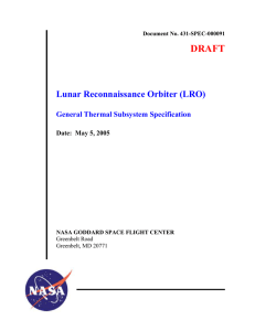 DRAFT Lunar Reconnaissance Orbiter (LRO)  General Thermal Subsystem Specification