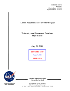 Lunar Reconnaissance Orbiter Project Telemetry and Command Database Style Guide