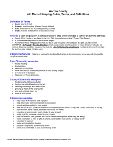 Warren County 4-H Record Keeping Guide, Terms, and Definitions Definition of Terms