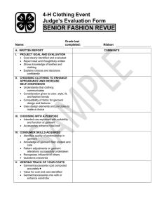 SENIOR FASHION REVUE 4-H Clothing Event Judge’s Evaluation Form