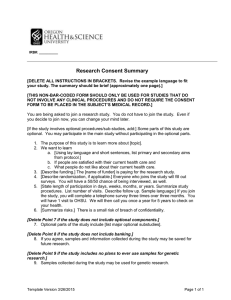 Research Consent Summary