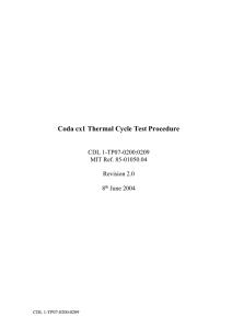 Coda cx1 Thermal Cycle Test Procedure  CDL 1-TP07-0200:0209 MIT Ref. 85-01050.04