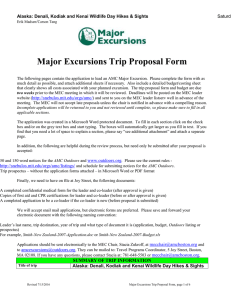 Major Excursions Trip Proposal Form – Sunday, July 12, 2009
