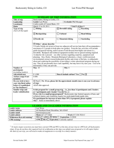 Backcountry Skiing in Gothic, CO  Len Weiss/P SUMMARY OF TRIP INFORMATION