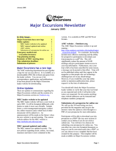 Major Excursions Newsletter  January 2005 In this Issue…