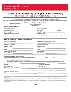 Dallas Center Babysitting Clinic (June 8 &amp;9, 9 am-noon)