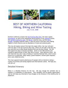 BEST OF NORTHERN CALIFORNIA Hiking, Biking and Wine Tasting  July 12-20, 2008
