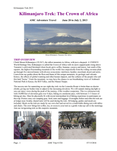 Kilimanjaro Trek: The Crown of Africa TRIP OVERVIEW