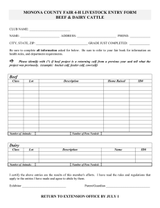 MONONA COUNTY FAIR 4-H LIVESTOCK ENTRY FORM BEEF &amp; DAIRY CATTLE