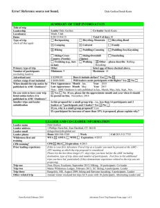 Error! Reference source not found. SUMMARY OF TRIP INFORMATION  /