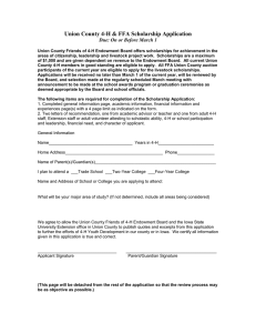 Union County 4-H &amp; FFA Scholarship Application