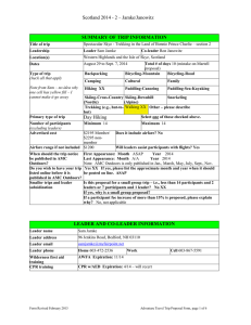 Scotland 2014 - 2 – Jamke/Janowitz SUMMARY OF TRIP INFORMATION