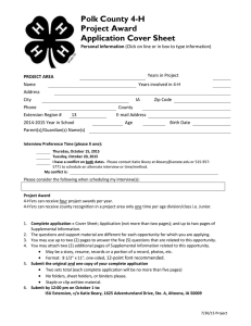 Polk County 4-H Project Award Application Cover Sheet