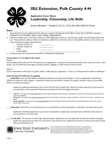 ISU Extension, Polk County 4-H Leadership, Citizenship, Life Skills