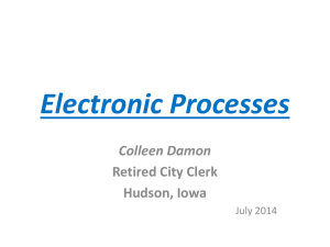 Electronic Processes Colleen Damon Retired City Clerk Hudson, Iowa