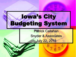 Iowa’s City Budgeting System Patrick Callahan Snyder &amp; Associates