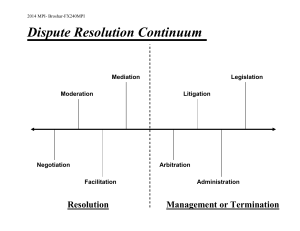 Dispute Resolution Continuum  Resolution Management or Termination