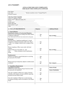 2014 FN406MPI  ANNUAL POST-ISSUANCE COMPLIANCE CHECKLIST FOR COMPLIANCE OFFICER