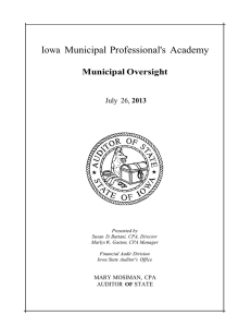 Iowa  Municipal Professional's  Academy Municipal Oversight 2013