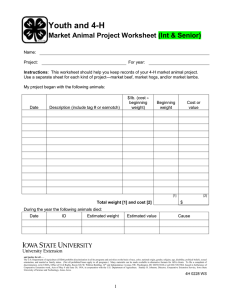 Youth and 4-H Market Animal Project Worksheet (Int &amp; Senior)