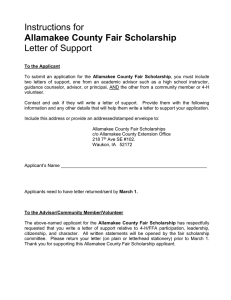 Instructions for Letter of Support Allamakee County Fair Scholarship