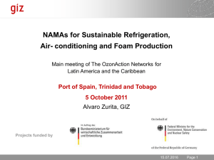NAMAs for Sustainable Refrigeration, Air- conditioning and Foam Production 5 October 2011
