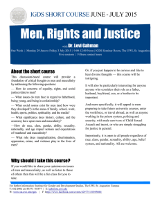 Men, Rights and Justice IGDS SHORT COURSE  JUNE - JULY 2015