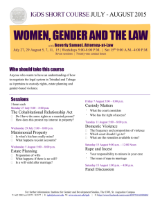 WOMEN, GENDER AND THE LAW IGDS SHORT COURSE JULY - AUGUST 2015