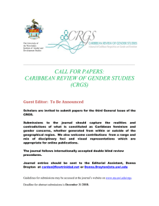 CALL FOR PAPERS: CARIBBEAN REVIEW OF GENDER STUDIES (CRGS)