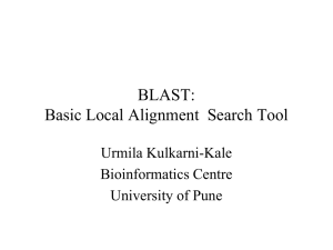 BLAST: Basic Local Alignment  Search Tool Urmila Kulkarni-Kale Bioinformatics Centre