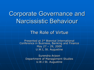 Corporate Governance and Narcissistic Behaviour The Role of Virtue