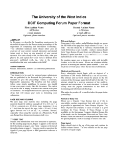 The University of the West Indies DCIT Computing Forum Paper Format