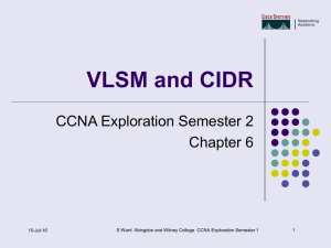 VLSM and CIDR CCNA Exploration Semester 2 Chapter 6 1
